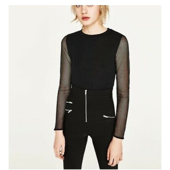 zara fishnet top